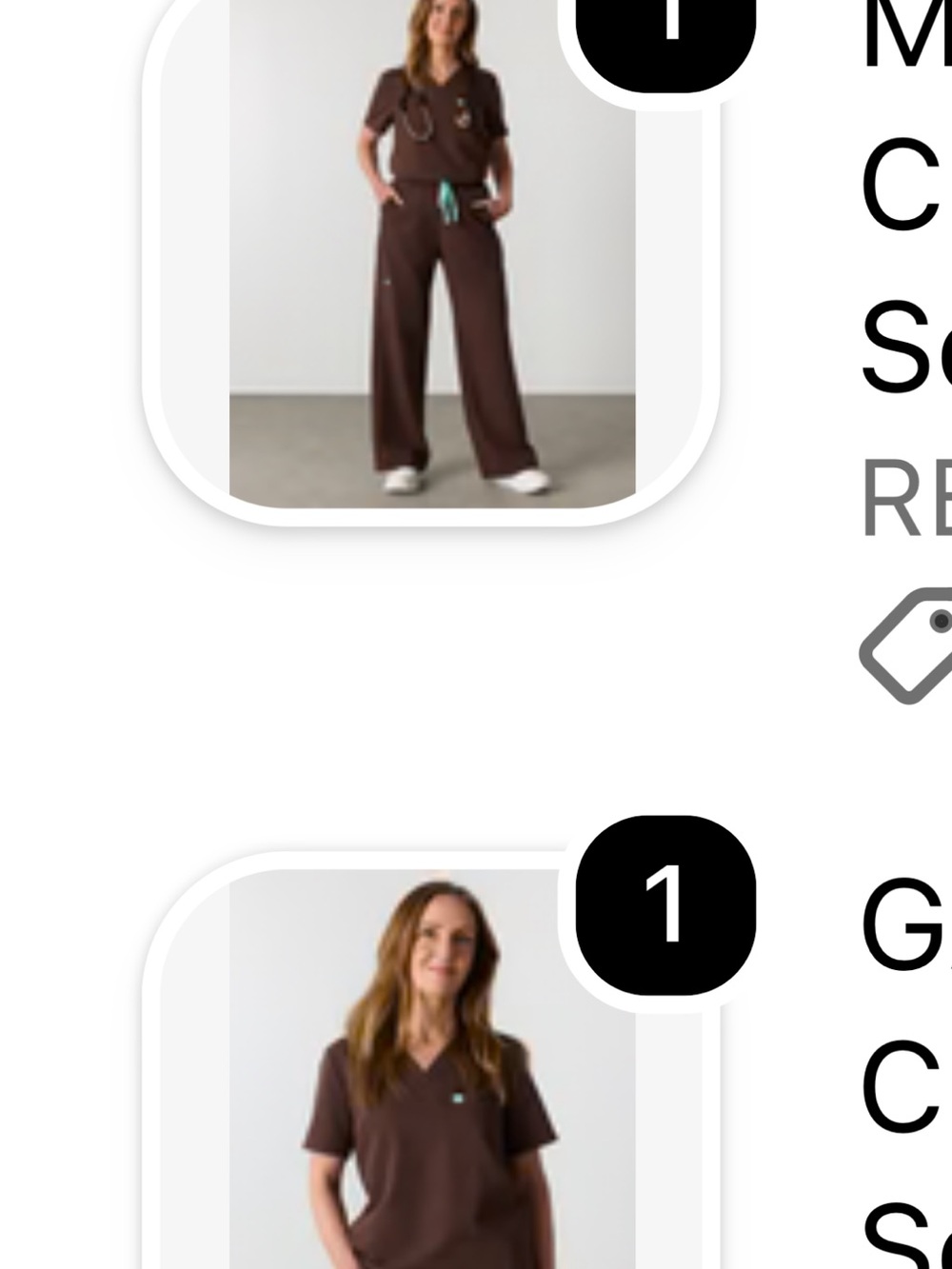 Women’s Wide-Leg Scrub Pants and top in chocolate Brown